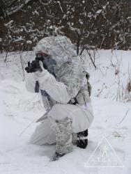 Гетры и накидка прекрасно дополняют стандартный зимний маскхалат